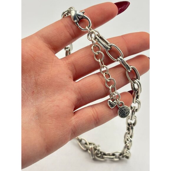 Brighton Silver-Tone Link Chain Necklace With Heart Clasp & Adjustable Extender - Picture 4 of 5